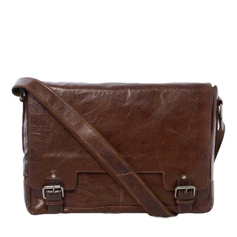 Ashwood Mens Leather Laptop Messenger Bag image number 4